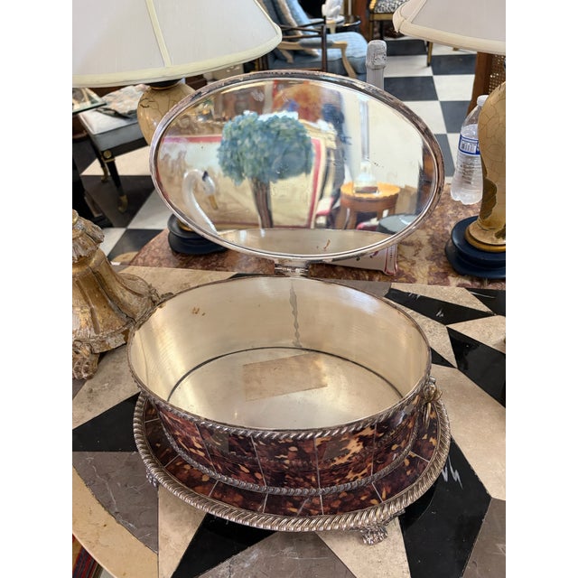 Metal Late 19th Century Faux Tortoiseshell & Silver-Plated Vanity Box - Regency Style For Sale - Image 7 of 9