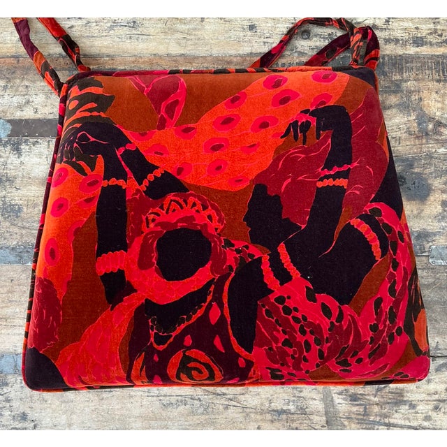 Vintage 80s Yves St Laurent Printed Velvet Tie Cushions - Set of Four For Sale In West Palm - Image 6 of 12