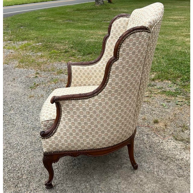 Early 20th Century Carved Wingback Chair For Sale - Image 4 of 12