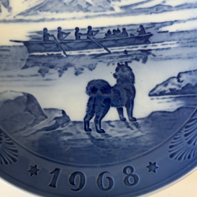 Royal Copenhagen 1968 “The Last Umiak” Blue & White Porcelain Collector Plate For Sale - Image 12 of 12