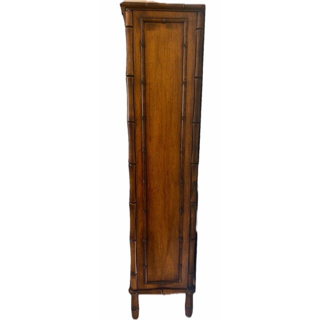 Brown Stunning Mid-Century Faux Bamboo Cabinet / Armoire / Hutch For Sale - Image 8 of 12