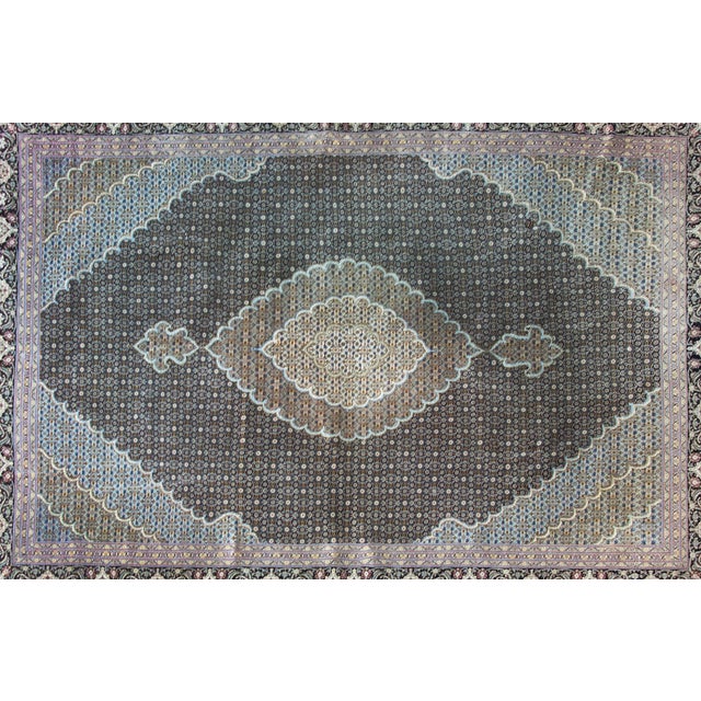 Ivory Vintage Persian Tabriz Rug For Sale - Image 8 of 15