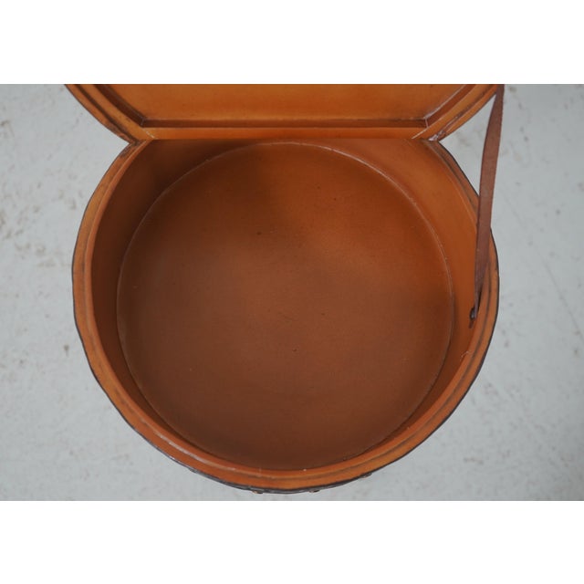 Vintage Leather-Wrapped Box on Stand For Sale In Philadelphia - Image 6 of 15