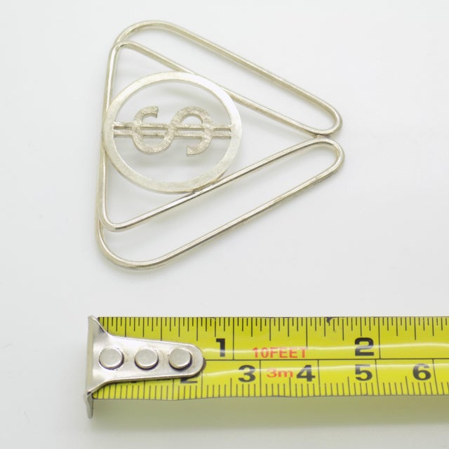 Silver Vintage Italian Handmade Genuine Silver Money Clip With Dollar Symbol For Sale - Image 8 of 8