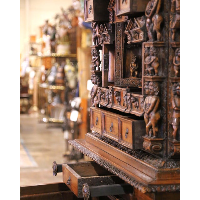 Wood 18th C. Italian Renaissance Walnut "Studiolo" Cabinet With 38 Drawers & Secrets For Sale - Image 7 of 18