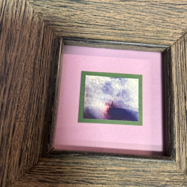 1970’s original abstract miniature landscape watercolor painting. Painting measures approximately 1.5x1.25. With border...