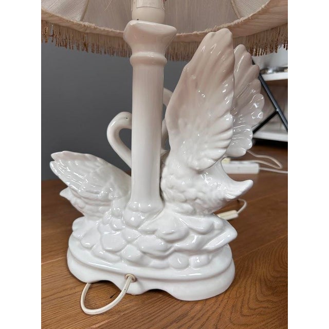 Vintage Porcelain Swan Table Lamp, 1970s For Sale - Image 4 of 6