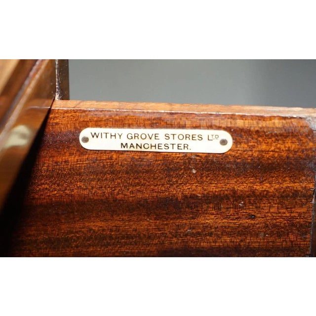 Late Victorian Burl Walnut Pedestal Desk with Brown Leather Surface For Sale - Image 14 of 15