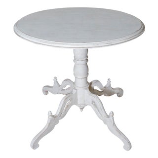 Swedish Antique Tilt-Top Table in Original White Paint, Circa 1880 For Sale