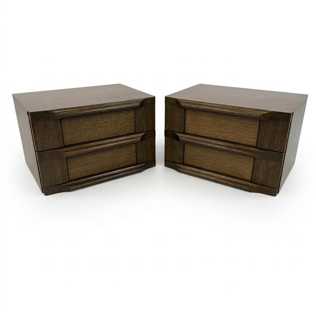 Brutalist Scandinavian MCM Mid Century Modern Oak Chests Drawers Nightstands Dresser For Sale - Image 4 of 4