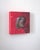 Contemporary Iron Man Exists by Elena Burykina | Oil on panel Portrait of a metallic helmet on a red background. For Sale - Image 3 of 5
