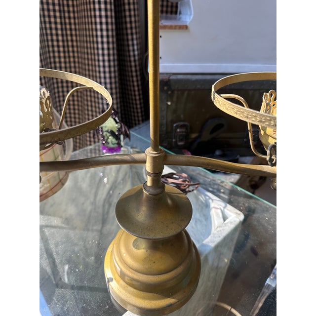 Vintage Brass Double Oil Lamp Style Table Lamp For Sale In Atlanta - Image 6 of 8
