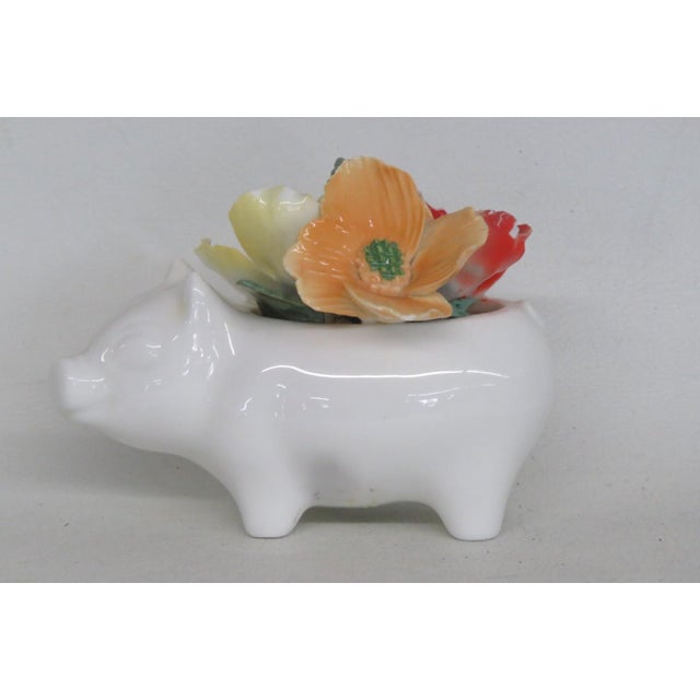 Ceramic Crown Staffordshire England Fine Bone China Floral Pig Decorative Figurine 5158b For Sale - Image 7 of 18