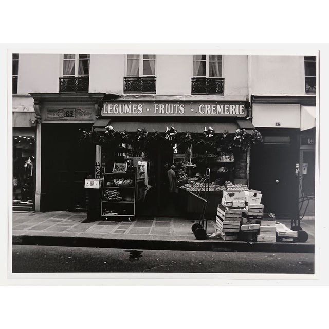 1980s black and white photograph of a Paris market. Combined shipping available, please inquire.