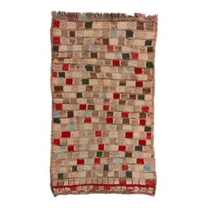 Vintage Checkered Moroccan Azilal Rug - 05'04 X 09'01