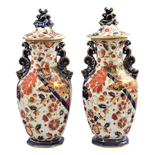 Porcelain Lidded Vases from Ridgways Derby, England, 1891-1910, Set of 2 For Sale