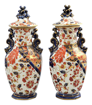 Porcelain Lidded Vases from Ridgways Derby, England, 1891-1910, Set of 2