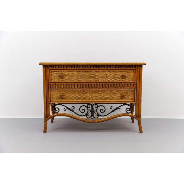 Italian Rattan and Wrought Iron Commode, 1970s, Set of 2 For Sale - Image 17 of 18