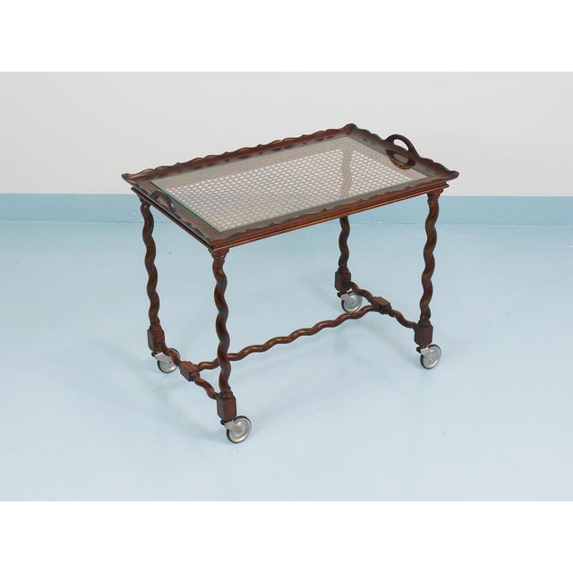 Vintage Italian Barley Twist Bar Cart Serving Trolley, Italy, 1920s For Sale - Image 14 of 18