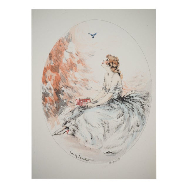 Louis Icart, Young Woman and the Bird, Engraving For Sale