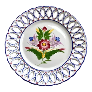 Late 20th-Century Sur La Table Reticulated Hand Painted Plate, Portugal