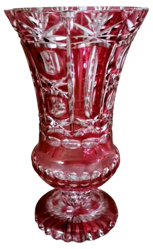 Biedermeier Style Bohemia Cut and Ground Red Crystal Vase, 1950