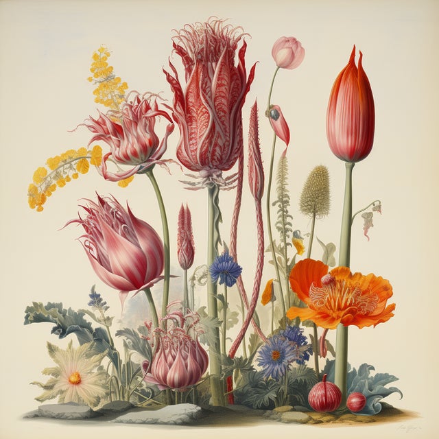 French Country 18" X 18" Florilegium - Original Botanical Floral Print, Unframed For Sale - Image 3 of 3