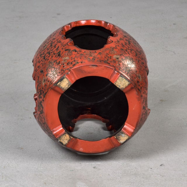 Wood Vintage Chinese Carved and Etched Wooden Drum Table or Stool For Sale - Image 7 of 12