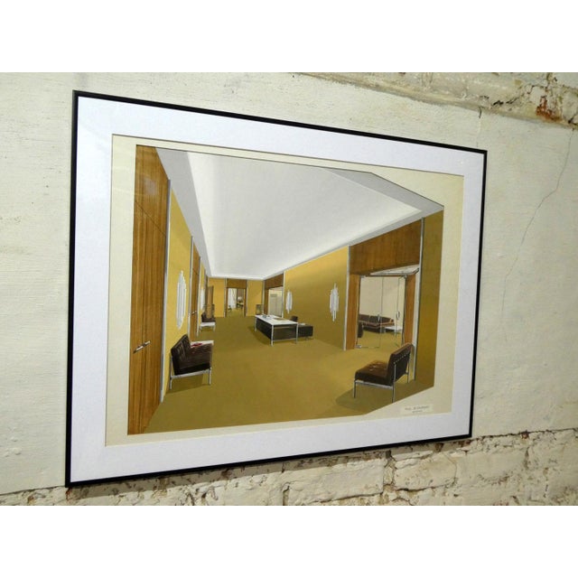 Paul Séjournant, Interior, 1970s, Original Gouache For Sale - Image 7 of 8