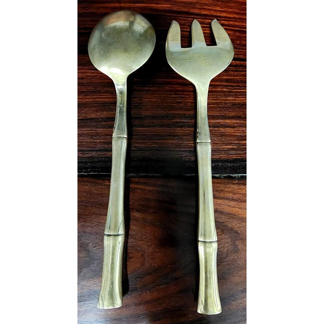 Beautiful Handmade Thai Polished Bronze Bowl & Polished Bronze Utensil Set - 3 Pc. Set For Sale - Image 4 of 13