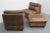 Brown Brown Leather Patchwork Lounge Chairs and Stool, 1970s, Set of 3 For Sale - Image 8 of 15