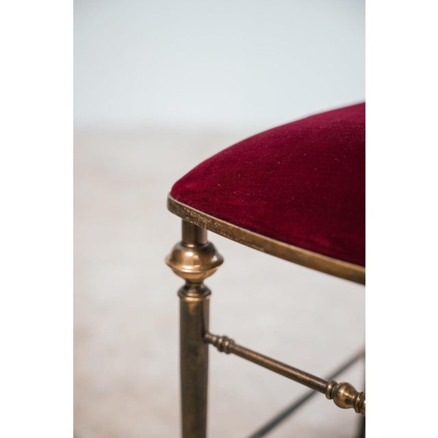 Antique Chiavarine Chairs in Brass and Red Velvet, 1950s, Set of 2 For Sale - Image 14 of 18