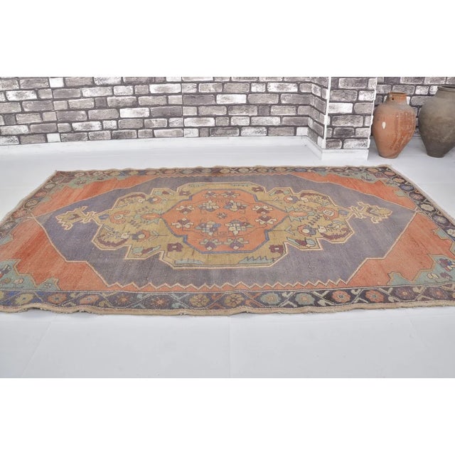 Burgundy Kurdish Wool Area Carpet For Sale - Image 8 of 10