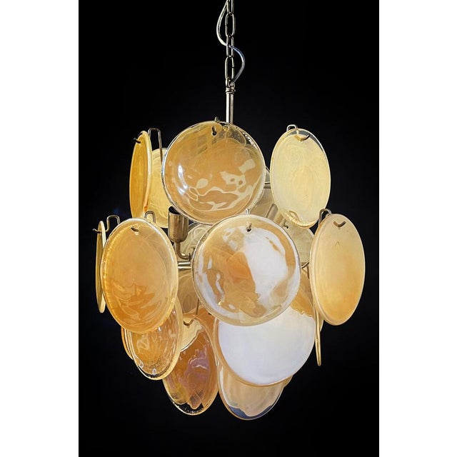 Vintage Italian Murano Chandelier with 24 Gold Disks, 1990s For Sale - Image 3 of 13