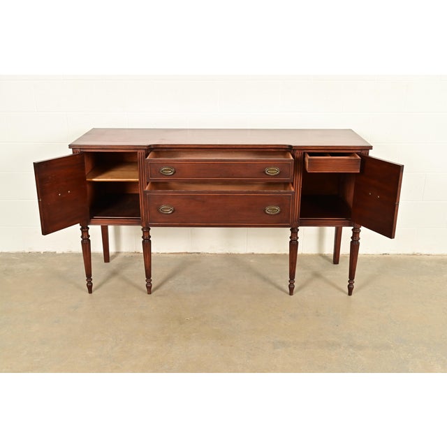 Baker Furniture Company Baker Furniture Style Federal Carved Mahogany Sideboard Credenza For Sale - Image 4 of 14
