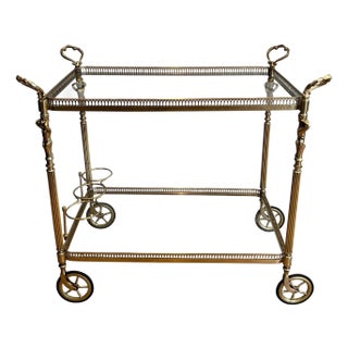 1940s Neoclassical style brass drinks trolley with cherubs For Sale