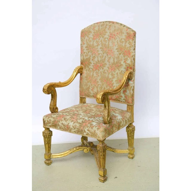 Antique Palatial French Grand Style Louis XIV Giltwood Throne Chairs - a Pair For Sale - Image 4 of 9