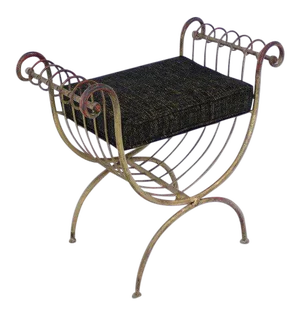 Early 20th Century Wrought Gilt Iron Window Bench
