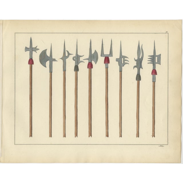 Compilation of Ornate Medieval Polearms, 1842, Lithograph, Set of 2 For Sale - Image 3 of 3