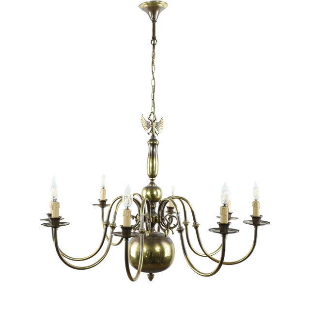 Flemish Brass 8-Armed Chandelier For Sale