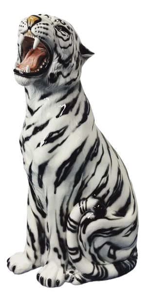 White Tiger Figurine in Ceramic by Ceramiche Boxer