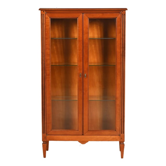 Grange French Regency Louis XVI Cherry Wood Bookcase or Display Cabinet For Sale