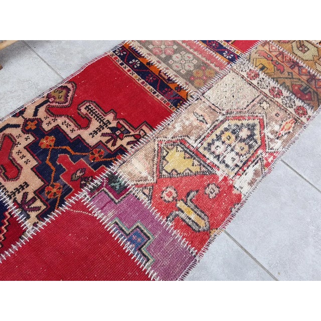 Red Ethnic Vintage Anatolian Carpet For Sale - Image 8 of 10