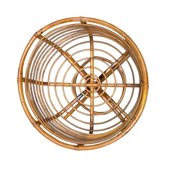 Mid-Century Modern Woven Rattan Basket on a Pedestal Base, Italy, 1960s For Sale - Image 3 of 6