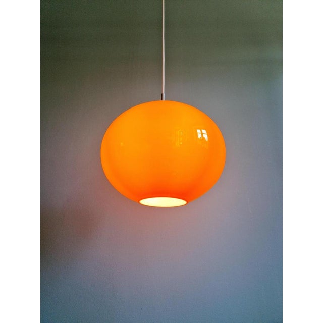 Large Space Age Pendant Light in Orange Opaline, 1970s For Sale - Image 11 of 12