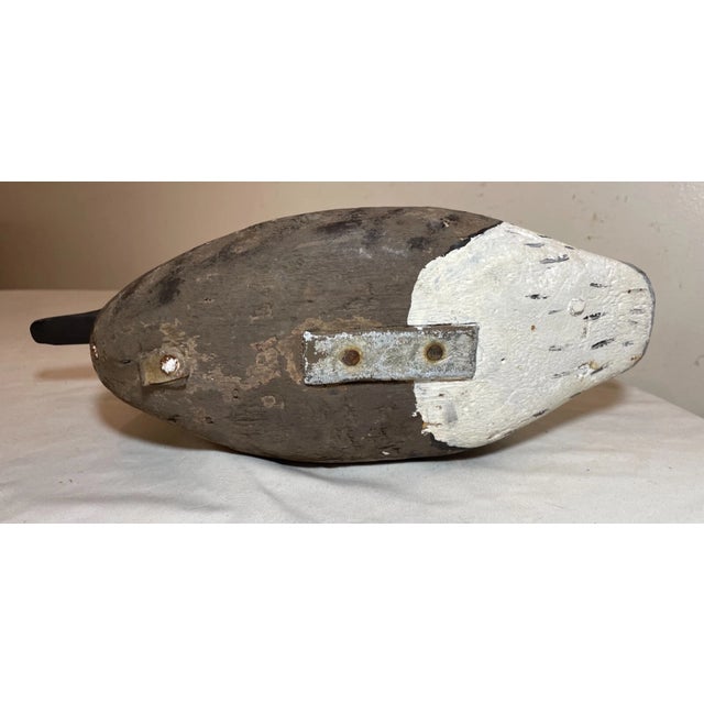 Gray Antique Hand Carved Wood Folk Art Hollow Body Drake Duck Decoy Bird Sculpture For Sale - Image 8 of 12
