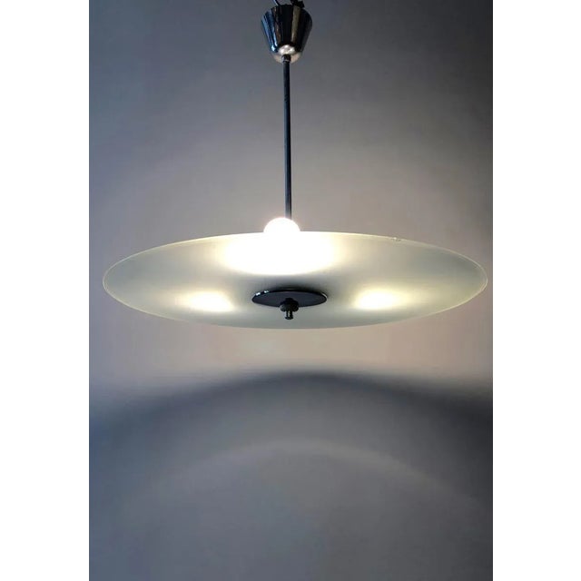 Czech Bauhaus Glass Plate Pendant Lamp, 1930s For Sale - Image 10 of 13