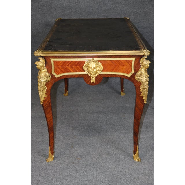 19th C French Louis XV Style Figural Soldier Bronze Mounted Desk For Sale - Image 4 of 13