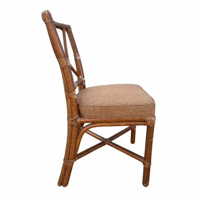 Wood Vintage McGuire Rattan Cross Hatch Dining Chairs - Set of 6 For Sale - Image 7 of 8