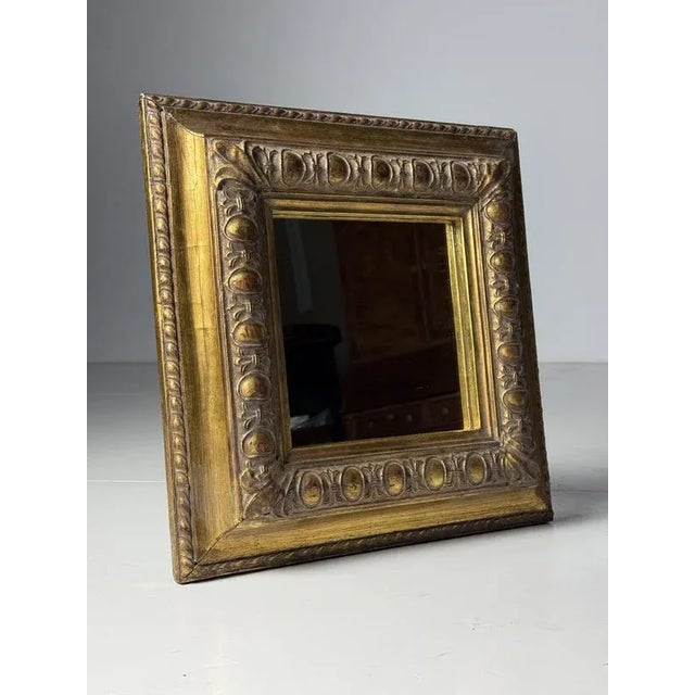 Vintage Gold-Colored Square Mirror For Sale - Image 15 of 16